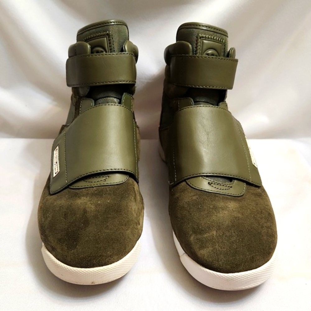Michael Michael Kors Addie High-top Leather Olive Gold Sneakers (W Size 7.5) - Picture 1 of 16